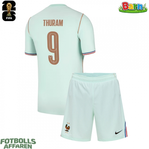 Frankrike Marcus Thuram #9 Bortaställ Barn VM 2026 Kortärmad (+ Korta byxor)